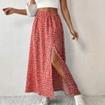 thumbnail image 5 of Lenago Skirts for Women Casual Summer Side Slit Print Elastic Waist Skirt Mid Cool Dress, 5 of 8