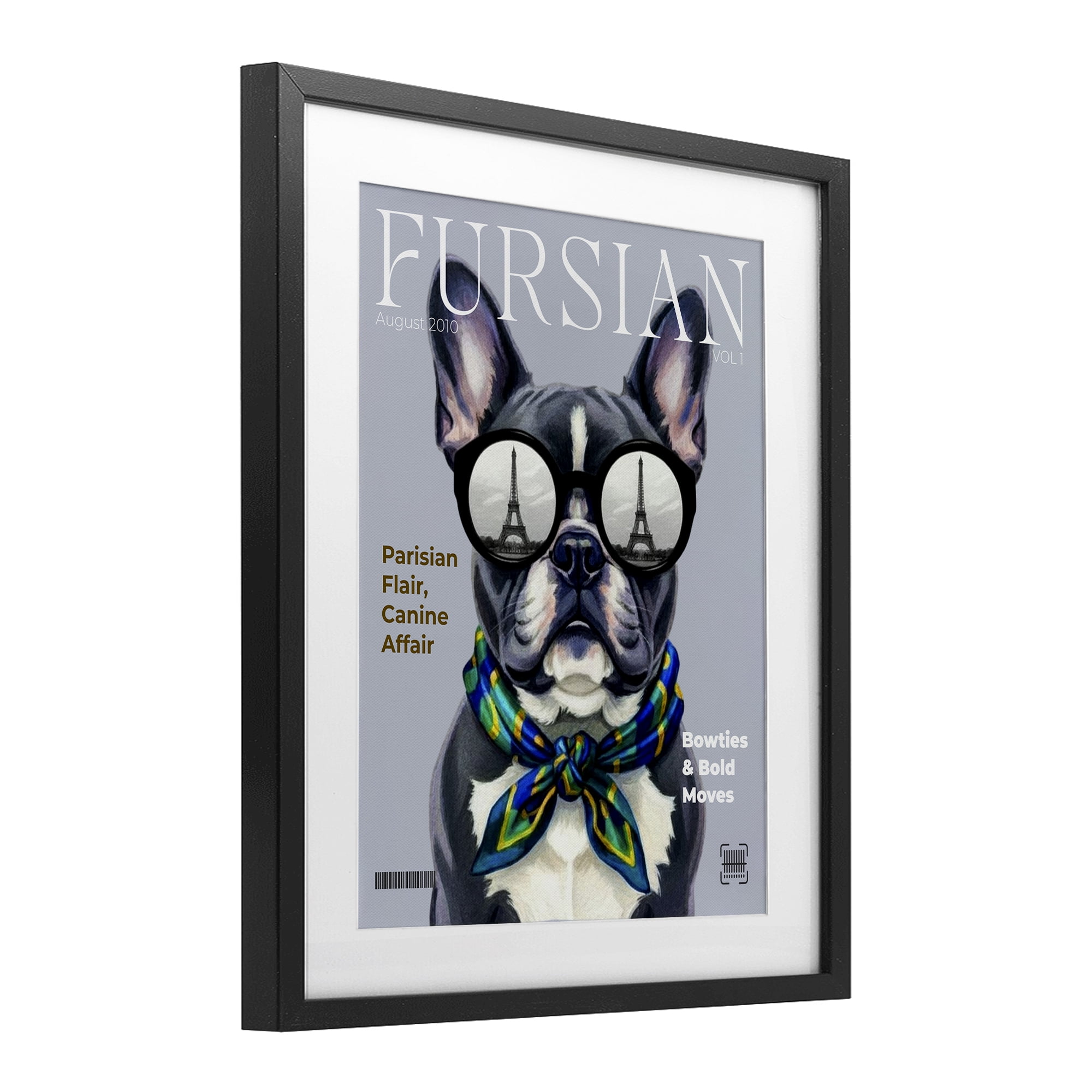 Stupell Industries Fursian Dog Fashion Magazine Black Framed Print Under Glass, design by A Barefoot Stylist