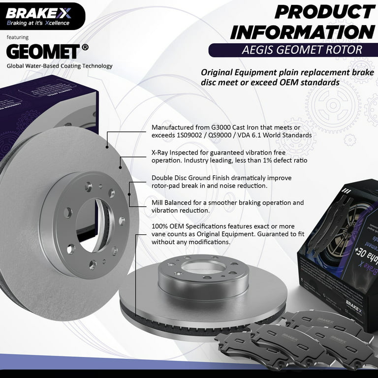 Front] Brake X GEOMET Coated Replacement Disc Rotors and Premium