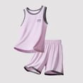 thumbnail image 4 of Amidoa Boys Girls 2 Piece Outfits Summer Clothes Short Sleeve Soft T Shirts and Casual Shorts Kids Clothing Sets Purple Size 3T, 4 of 4