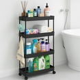 thumbnail image 6 of Pinksheep Slim Rolling Storage Cart, 4Tier Bathroom Organizer Utility Carts Shelving Unit with Wheels for Kitchen, Black, 6 of 7