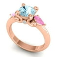 thumbnail image 2 of 2.50 Carat Round Cut Aquamarine & Pink Sapphire Gemstone Latest Three Stone Wedding Ring for her 18K Rose Gold Size 3 by Diamond-Capitals, 2 of 8