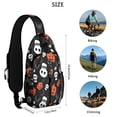 thumbnail image 5 of Sling Backpack,Black Halloween Pumpkin Faces Crossbody Bag with Water Bottle Holder,Waterproof Sling Bag for Men/Women with Chest Phone Holder for Hiking,Travel, 5 of 6