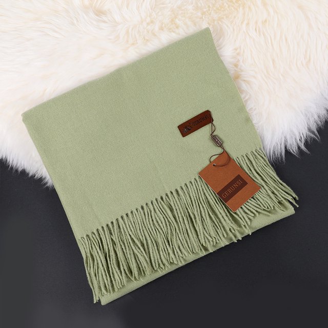 Bufanda de cachemira de color sólido para otoño e invierno, bufanda gruesa con forro de lana, bufanda cálida de invierno para mujer
