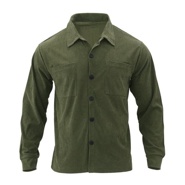 pstuiky camisa de manga larga para hombre, Camisa informal de pana de color liso con botones y solapa de manga larga para hombre camisetas de hombre xxxl