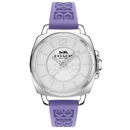 Coach Boyfriend 14504102 Purple Silicone Silver Logo Dial Women’s Watch