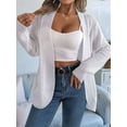 thumbnail image 6 of Womens Long Sleeve Open Front Cardigan Chunky Knit Draped Sweaters Outwear White L, 6 of 9