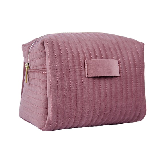 Elegant Embroidered Velvet Cosmetic Bag, Soft Travel Makeup Storage with Waterproof Polyester Fabric, Portable and Spacious Organizer