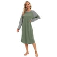thumbnail image 5 of WBQ Women's Nightgown Long Sleeve Sleepshirt Soft Nightshirts O Neck Sleep Dress Loose Comfy Boyfriend Style Pajama Sleepwear, 5 of 7