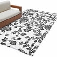 thumbnail image 2 of 2.7x5 Area Rugs, Black Flower Non-Skid Rubber Backing Large Rectangle Rugs - Living Room Bedroom Home Office, Vintage Farmhouse Boho Leaf Spring Plant Indoor Floor Mat Carpets Washable Rug, 2 of 9