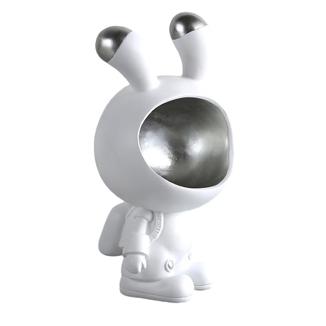 Estatua de boca grande con forma de conejito para guardar objetos de boda. Plata