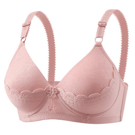 Fulorrnie Bras for Women Lift Wirefree Comfort Support Balconette Standard Straps Bra Pink 40