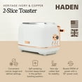 thumbnail image 2 of Haden Heritage 2 Slice Wide Slot Stainless Steel Toaster, Ivory & Copper, 2 of 9