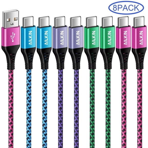 Charging Cable 6ft,8PACK AILKIN Type C Charger Usb A to Usb C Cable 6ft Usb Cable Type C Charger High Speed Android Phone Charger Cord Type C Fast Charging
