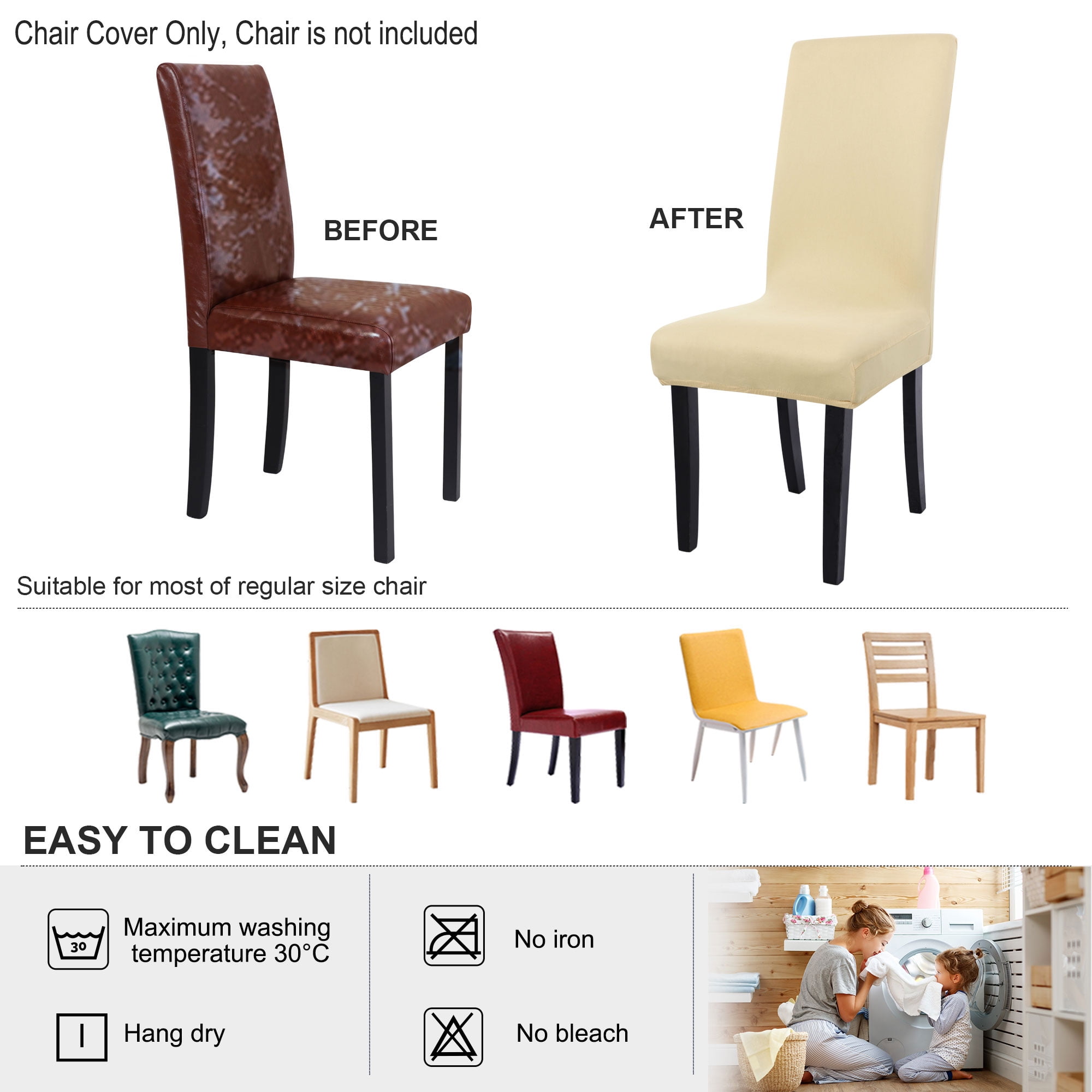 Unique Bargains Stretch Spandex Chair Cover for Dining Room Beige M Walmart