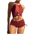 thumbnail image 2 of Birdeem Women Solid Color Split Body Sexy Backless Bikini Swimsuit Set, 2 of 10