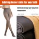 thumbnail image 3 of Medias de lana para mujer de 220 g, medias falsas translúcidas, medias de lana gruesas transparentes y cálidas de cintura alta para invierno, 3 of 6