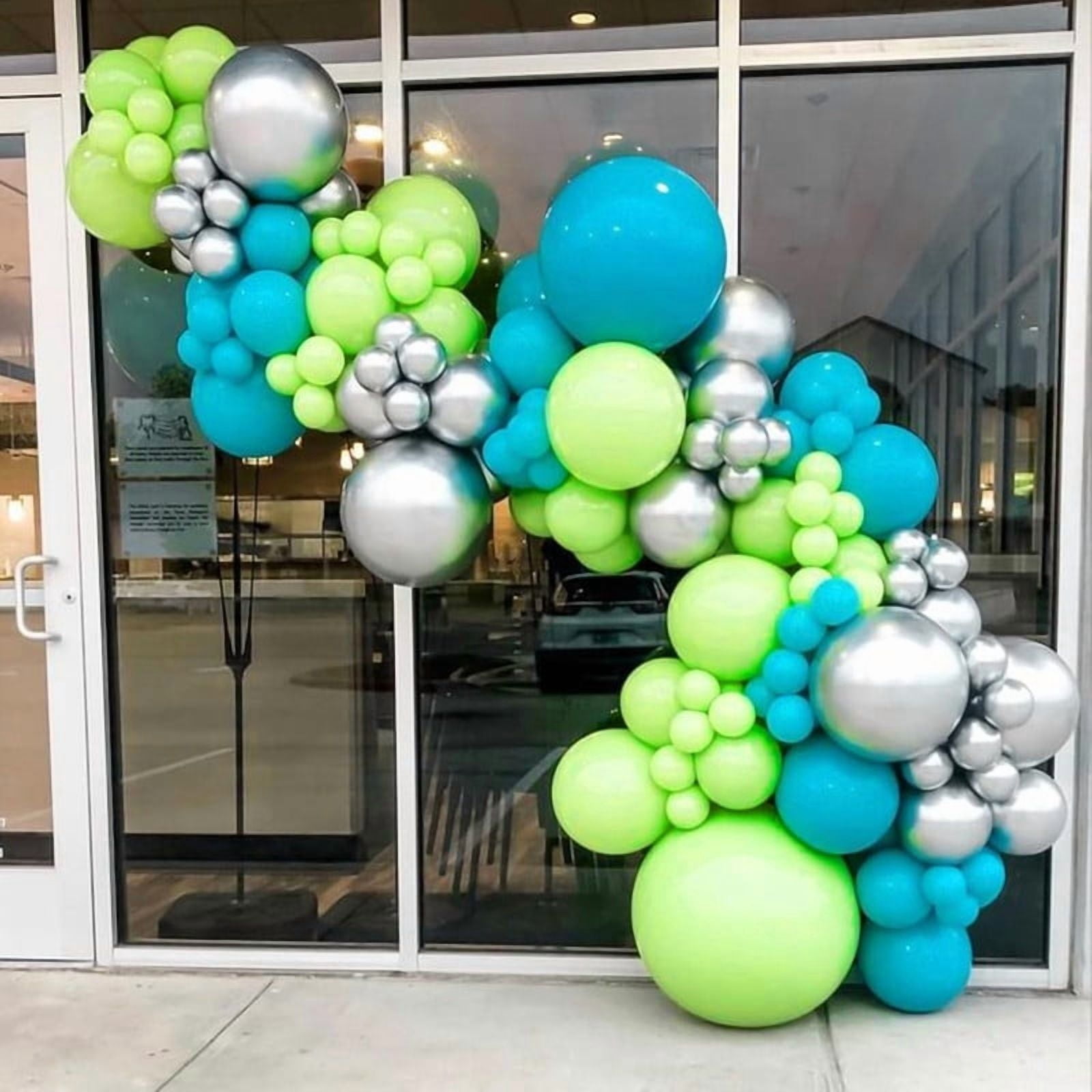 Blue Green Balloons 100 pcs Blue Green Balloons Sizes 12 Inch for Garland Arch, Green Blue Balloons for Birthday Baby Shower Gender Reveal Wedding Party Decoration