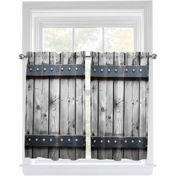 Summer Beach Kitchen Curtain 39 Inch Length, Ocean Blue Star Shell Sea Waves Small Short Cafe Tiers Curtains Drape, 2 Panel Coastal Beachy Window Treatment Rod Pocket Drapery Panels Curtains 27.5x39