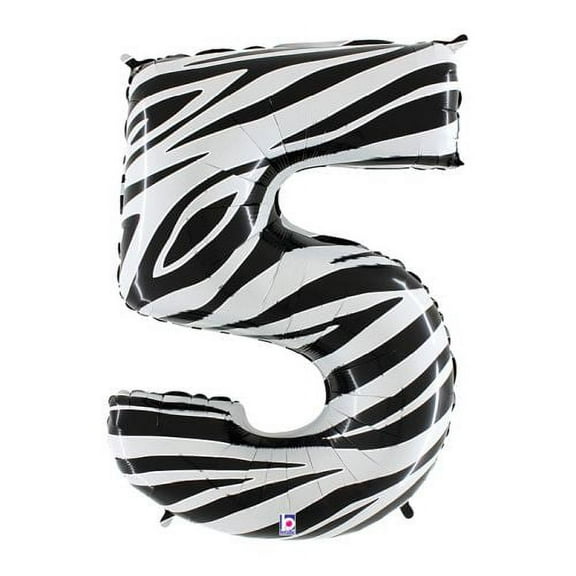 Burton & Burton 40" Number 5 Shape Zebra Balloon