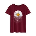 thumbnail image 3 of QAFOPEH Women Daisy Graphic Print Short Sleeve Round Neckline Solid T-Shirt, 3 of 6