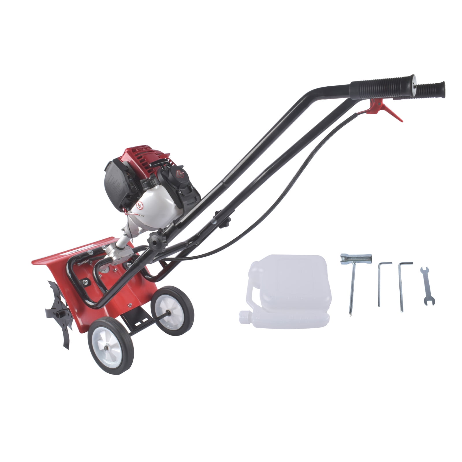 GELUOXI Tiller Cultivator Gas Powered, 31CC 4-Stroke Garden Cultivator, Tiller with 4 Steel Adjustable Front Tines for Lawn, Garden and Field Soil Cultivation