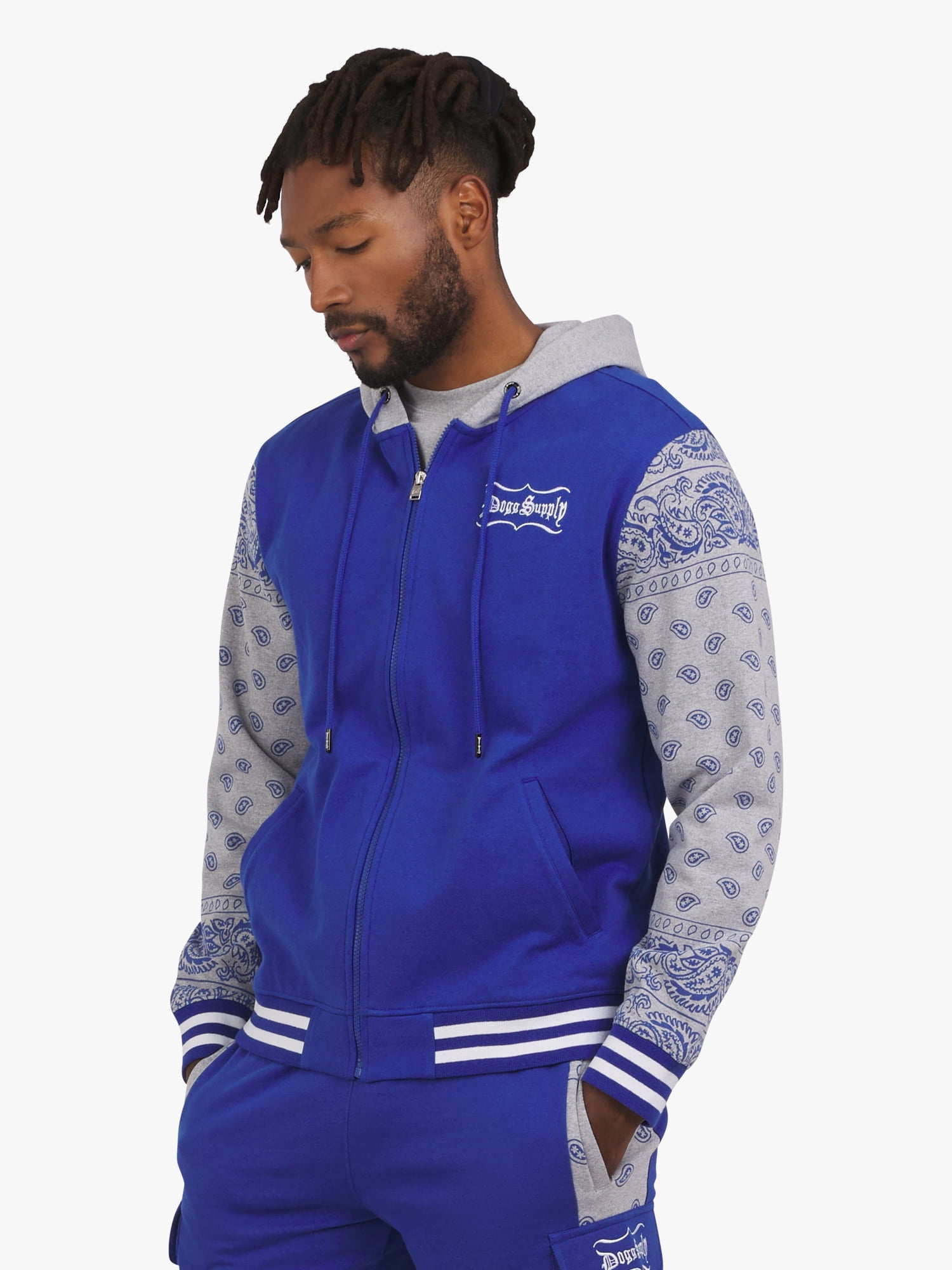 Dogg Supply by Snoop Dogg All Gender Varsity Print Full Zip Hoodie Sweatshirt, Men's Sizes XS-5XL