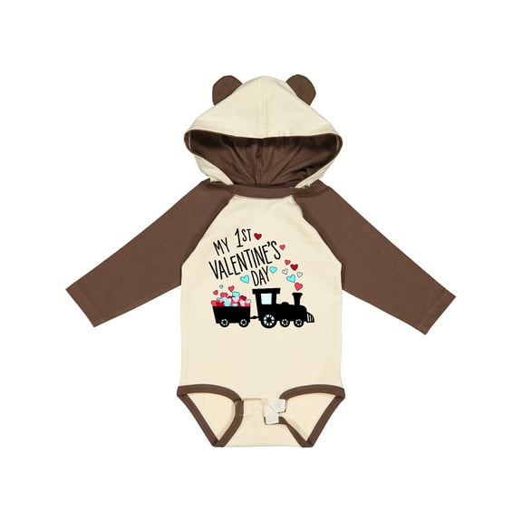 Inktastic My First Valentines Day Train Boys or Girls Long Sleeve Baby Bodysuit