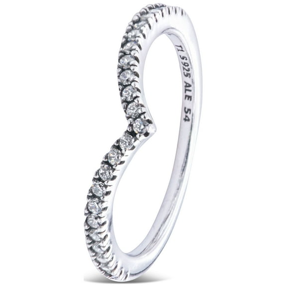 Wishbone ring in sterling silver w/clear CZ Ring sz 48 196316CZ-48