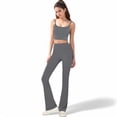 thumbnail image 3 of Women's High-Waist Flared Leggings with Stretch Fabric and Contoured Fit - Large, Gray, 3 of 6