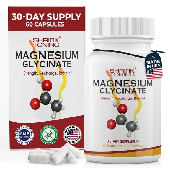 Shrink Magnesium Glycinate High Absorption Supplement, 60 Capsules