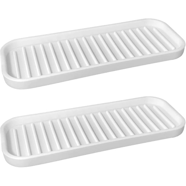 Paquete de 2 soportes de silicona para esponjas, bandeja para jabón y fregadero, ideal para limpiar la cocina (gris oscuro)