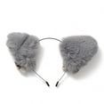thumbnail image 2 of Anime Cosplay with Fluffy Cat Ears Head Band Japanese Lolita Head Bands Girls Party Costume Hair Accessories Light Grey 250mm, 2 of 3