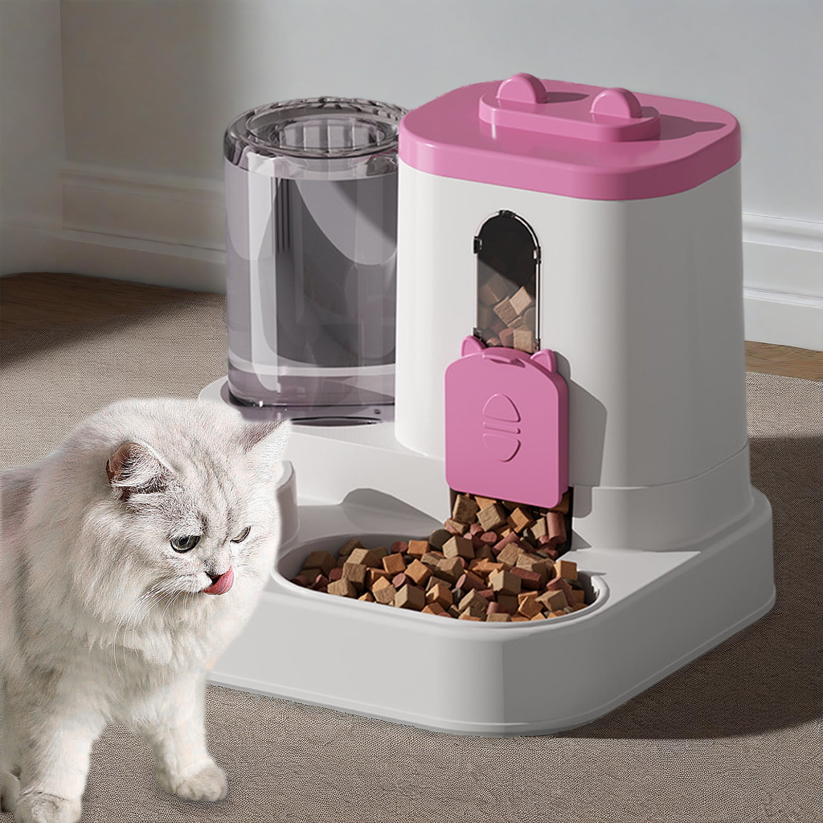 2-in-1 Pet Feeder And Water Dispenser Automatic Pet Dry Food And Water Dispenser Set for Small Medium Cats Dogs
