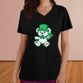 thumbnail image 2 of lcziwo Women's St. Patrick's Day Scrub Tops Fashion V Neck Scrubs Nursing Uniform Summer V Neck Short Sleeve Tshirts with Pockets Black S, 2 of 5