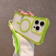 thumbnail image 3 of for iPhone 12 Pro Max Clear Case with Wrist Strap, [Compatible with Mag-Safe] [Anti-Yellowing Transparent] [Military-Grade Protection] Shockproof Slim Magnetic Case for iPhone 12 Pro Max, Green, 3 of 10