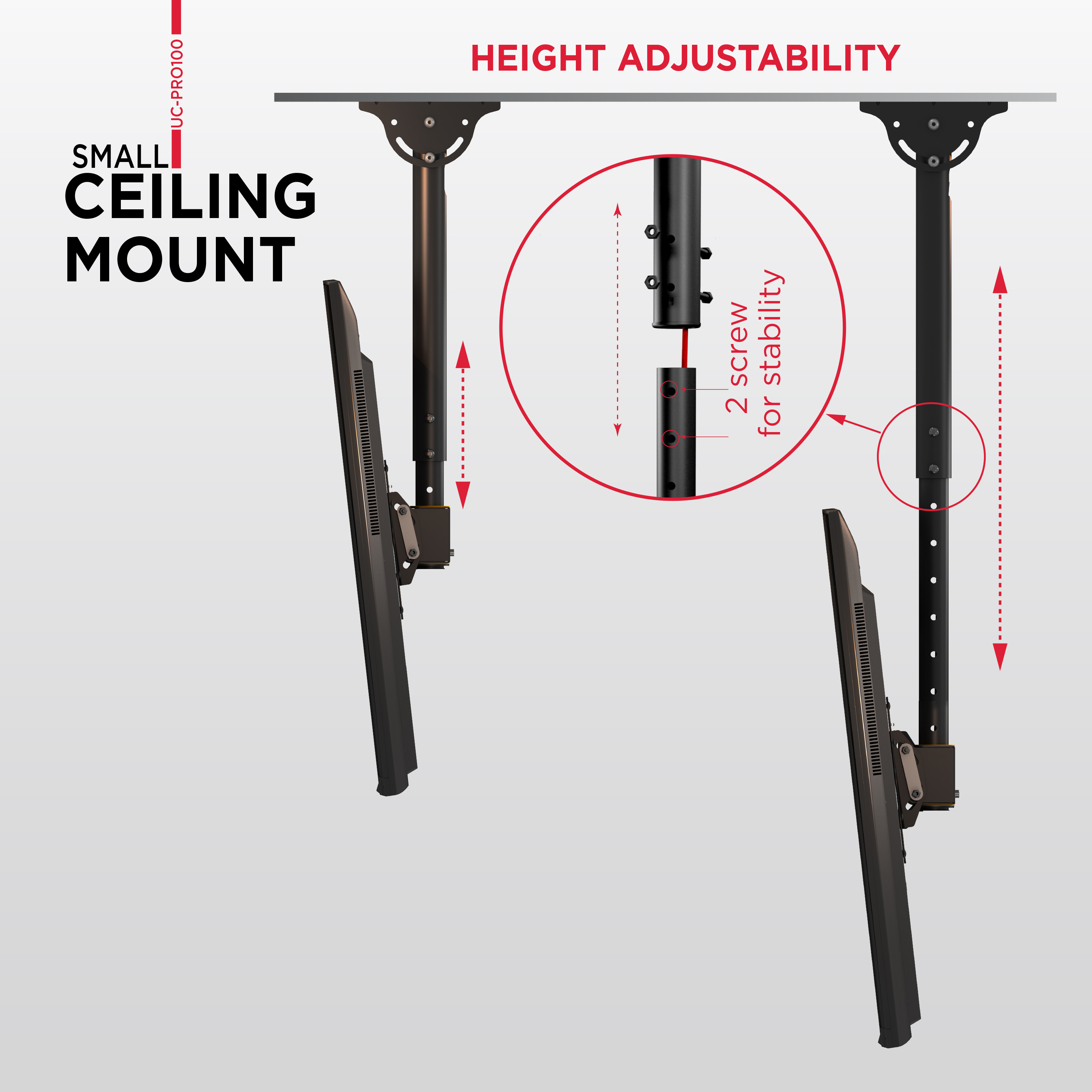 PROMOUNTS Articulating/Full Motion and Tilt TV Ceiling Mount  for 23 to 42-inch TV Screens - image 4 of 7