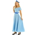 thumbnail image 3 of YEAHDOR Womens Halloween Costume Short Puff Sleeves Princess Dress Fancy Party Maxi Dress with Headwear Belt Light Blue XX-Large, 3 of 7