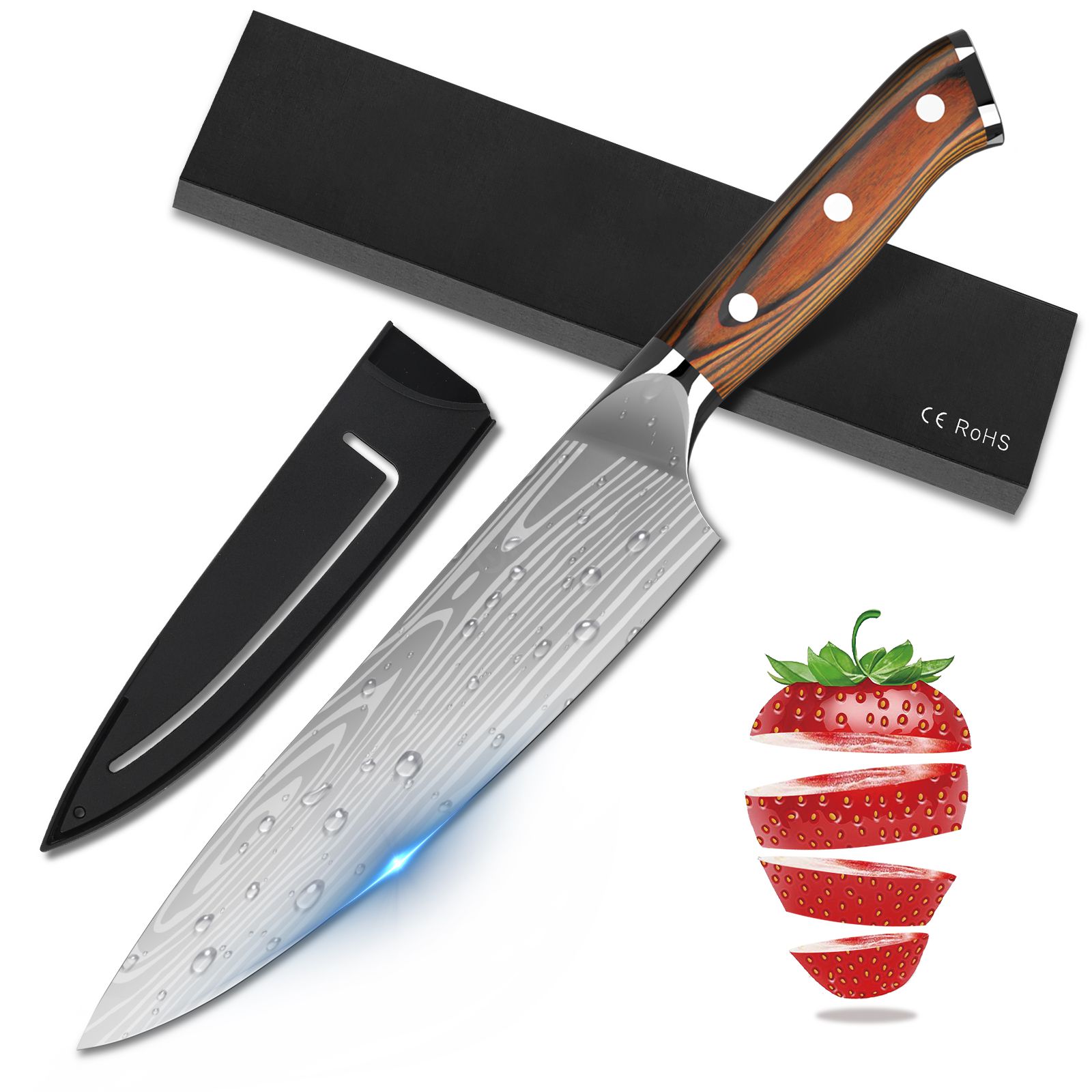 Mago Chef Knife, 8 Inch Kitchen Slice Knife, Professional Meat Knives