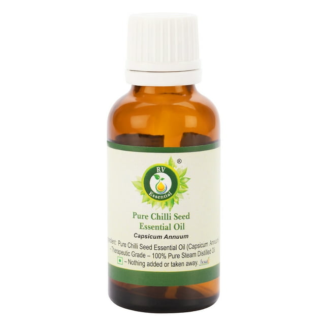 Chilli Seed Essential Oil Capsicum Annuum Chilli Oil Pure Chilli Seed Oil Pure Chilli Oil Pure Natural Steam Distilled Therapeutic Grade 30ml 1.01oz By R V Essential