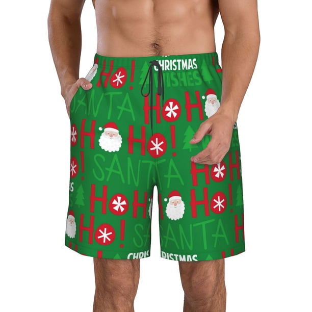 Fotbe Cute Santa Trajes de Baño Estampados para Hombre, Shorts de Verano de Secado Rápido, Ropa de Playa, Bañadores-3X-Large