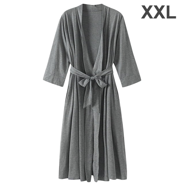 Bata de noche con cuello en V, ropa de dormir sexy, bata de mujer, vestido de noche, gris, XXL Kearding AP000943-06