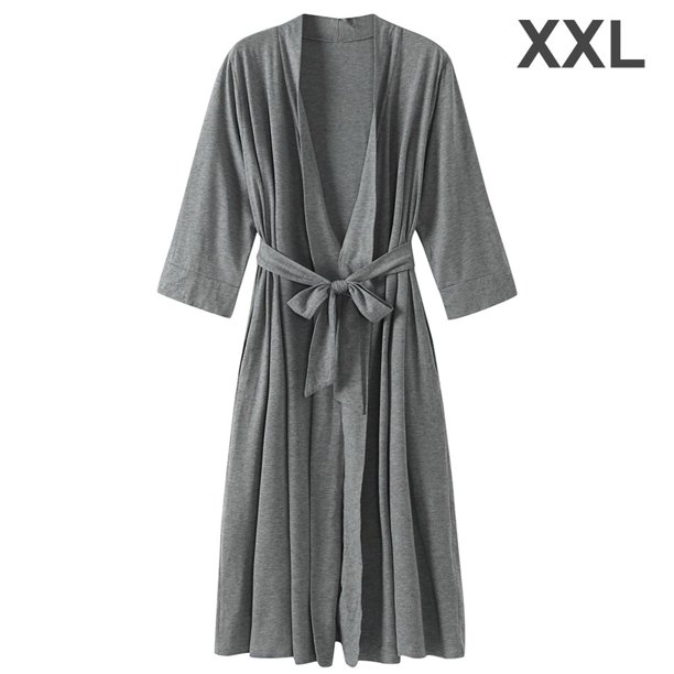 Bata de noche con cuello en V, ropa de dormir sexy, bata de mujer, vestido de noche, gris, XXL seitruly AP000943-06