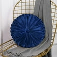 thumbnail image 7 of HIG Set of 2 Pumpkin Pleated Round Throw Pillows, Soft Velvet, Navy, 14.5" Diameter, 7 of 7