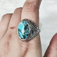 thumbnail image 2 of Blue Copper Turquoise Mans Ring, Natural Copper Turquoise Ring, Silver Jewelry, 925 Silver Ring, Birthday Gift, Heavy Mens Ring, Arabic Design, Ottoman Style Ring, Christmas, Turkey Mens Signet Ring, 2 of 5
