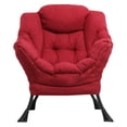 thumbnail image 6 of MEETWARM Modern Cotton Fabric Lazy Chair, Accent Contemporary Lounge Chair, Upholstered Single Leisure Sofa Chair with a Side Pocket, Armrests and Thick Padded Back for Living Room Bedroom (Red), 6 of 9