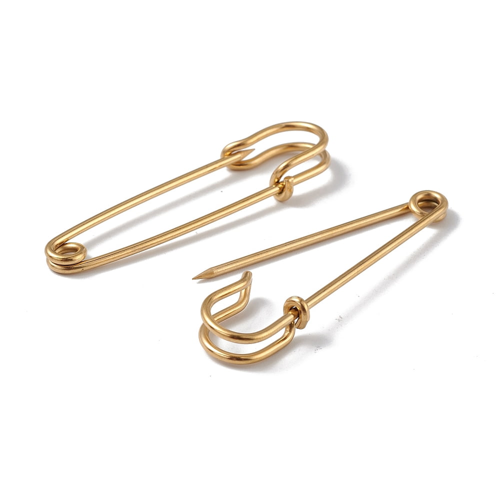 Ion Plating(IP) 304 Stainless Steel Safety Pins Brooch Findings Kilt Pins for Lapel Pin Making Golden 50.5x14x5.5mm