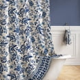 thumbnail image 3 of Blue Vintage Floral Shower Curtain, Toile Cottagecore Boho Shower Curtains for Bathroom, 72" x 72 ", 3 of 7