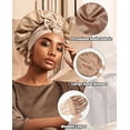 thumbnail image 5 of AWAYTR Satin Bonnet Silk Bonnet for Sleeping Silk Sleep Cap Double Layer Hair Bonnet with Elastic Tie Band, 5 of 9