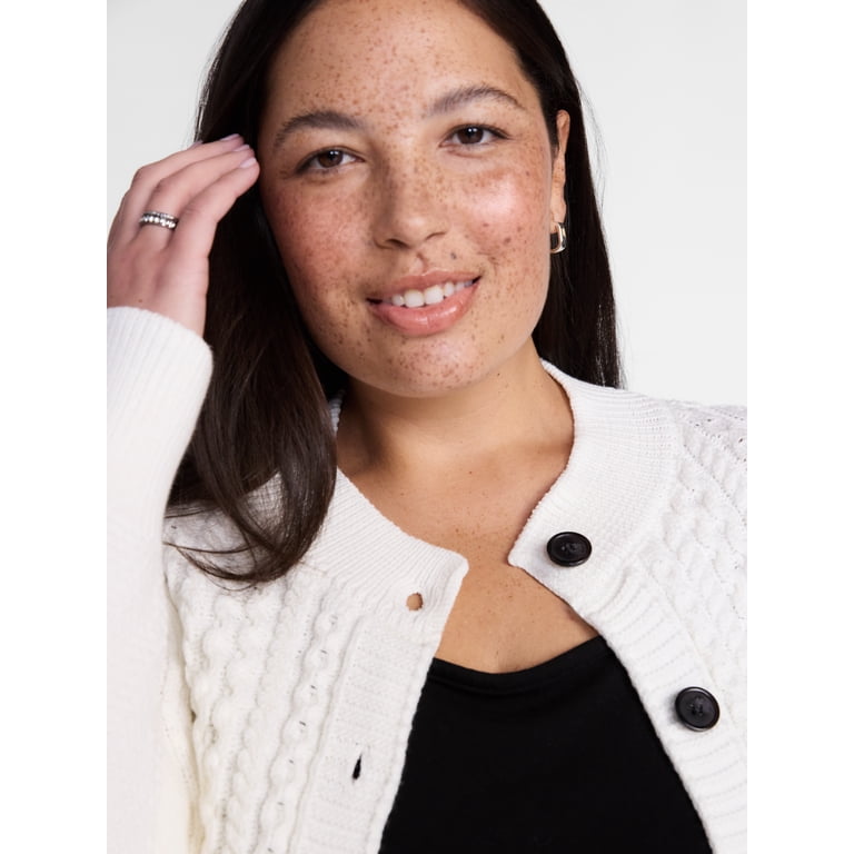 Terra & Sky Women's Plus Cable Knit Cardigan photo 4